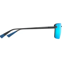 Lunettes de soleil Maui Jim Laulima Asian Fit Noir Brillant Bleu Blue Hawaii MauiPure