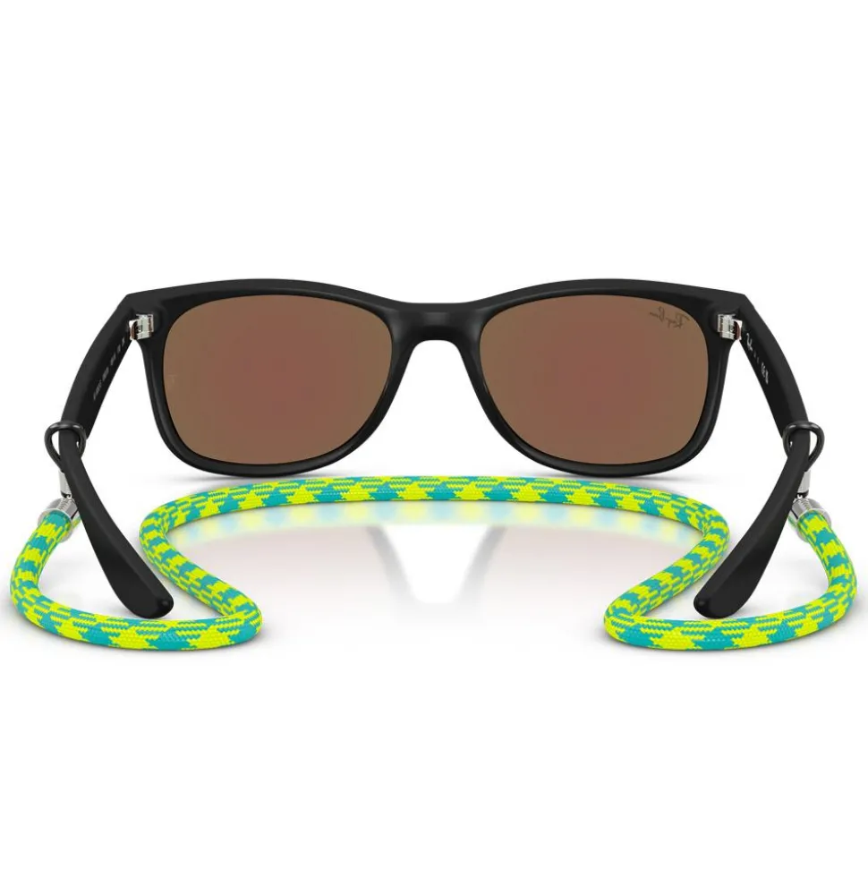 Lunettes de soleil Ray Ban New Wayfarer Kids Polished Black Light Green Blue Mirror