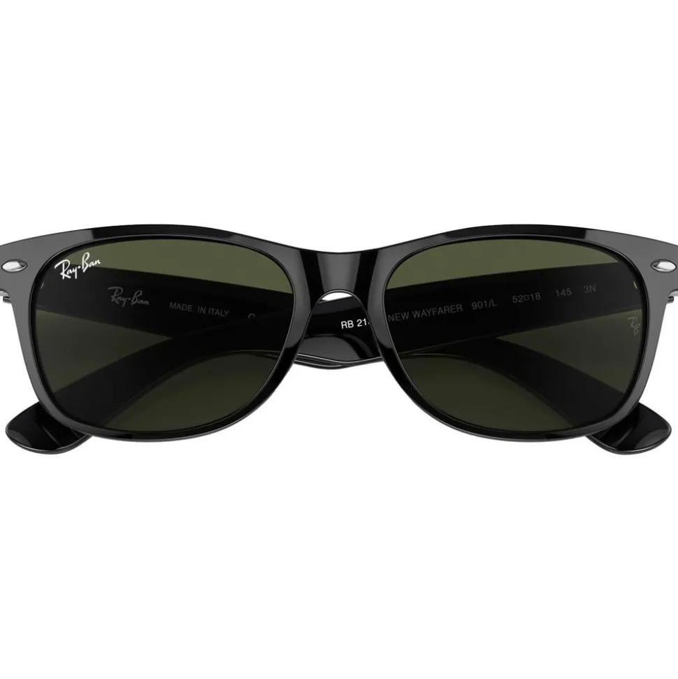 Lunettes de soleil Ray Ban RB2132 New Wayfarer Classic Polished Black Green G-15