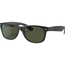 Lunettes de soleil Ray Ban RB2132 New Wayfarer Classic Matte Rubber Black Green G-15