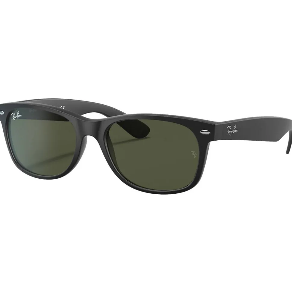 Lunettes de soleil Ray Ban RB2132 New Wayfarer Classic Matte Rubber Black Green G-15