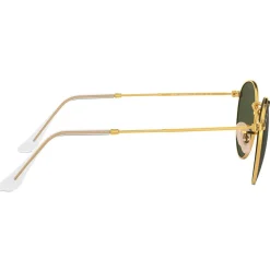 Lunettes de soleil Ray Ban RB3447 Round Metal Polished Gold Green G-15