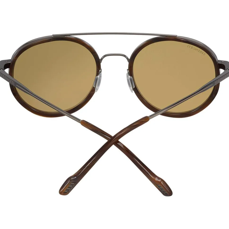 Lunettes de soleil Serengeti Geary Shiny Gunmetal Brown Buffalo Polarized 555nm Blue