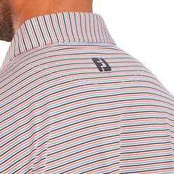 Polo Footjoy Balance Stripe Lisle White Hibiscus