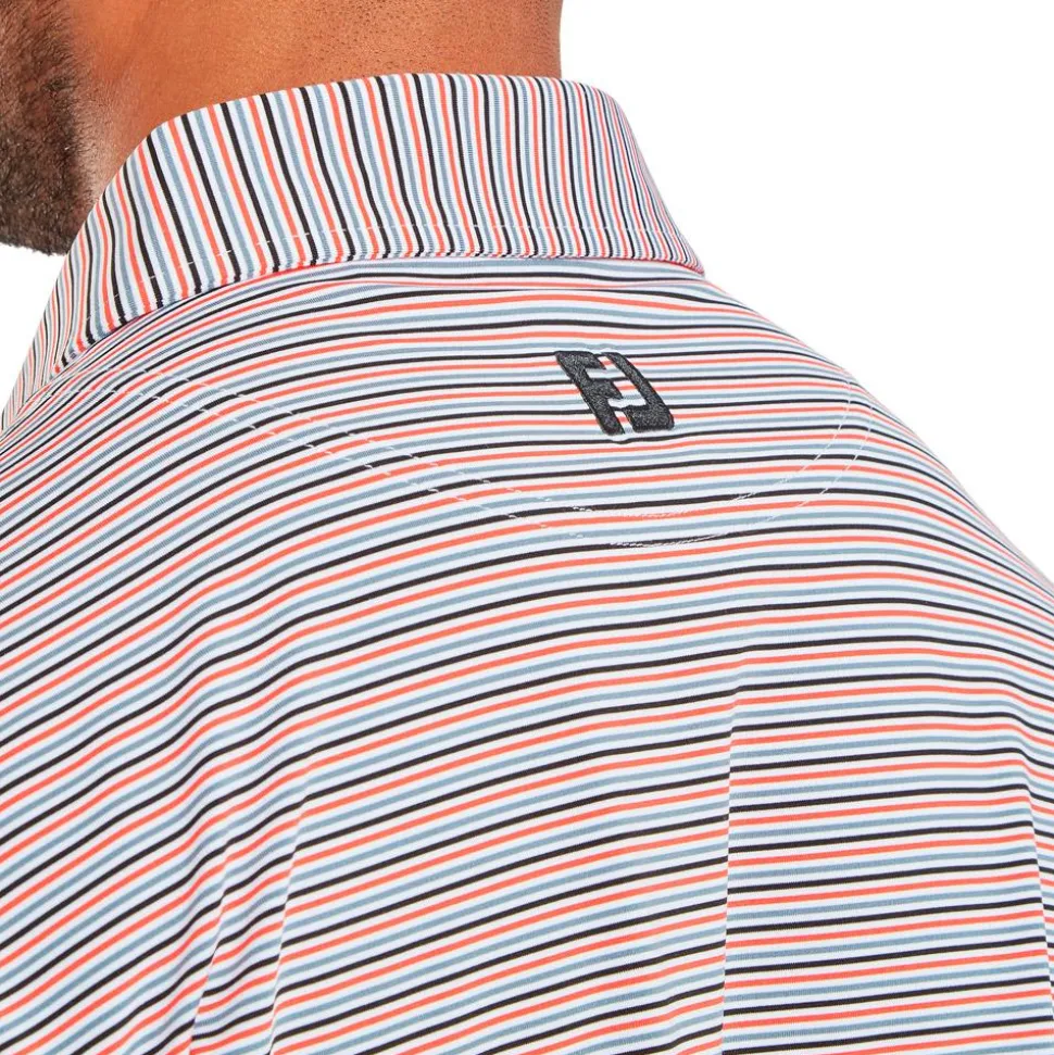 Polo Footjoy Balance Stripe Lisle White Hibiscus