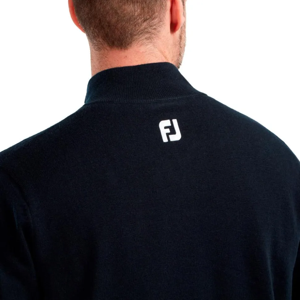 Pull Footjoy Wool Blend 1/2 Zip Lined Pullover Navy